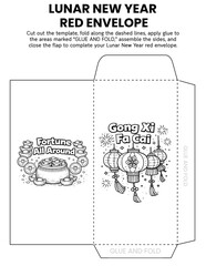 &ldquo;Sam and the Lucky Red Envelope&rdquo; craft template for kids with Lunar New Year angpao envelopes. Fun coloring and cutting activity for classroom or home. Great for fine motor skills, cultural learning.