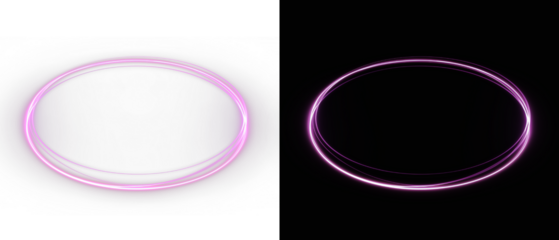 Bright neon pink glowing circle on a Generate title without using the word "Title:" before it. black and white background with soft light effect PNG 
