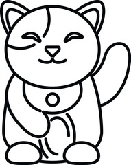 Obraz premium Maneki neko welcoming good fortune and wealth outline drawing