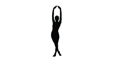 Fototapeta premium Silhouette of a woman stretching upwards with arms raised