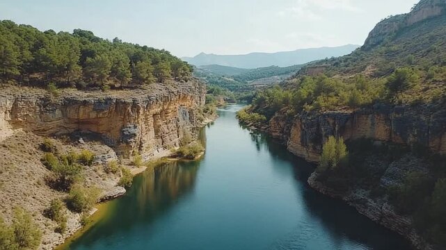 ebro river canyon zoom out video