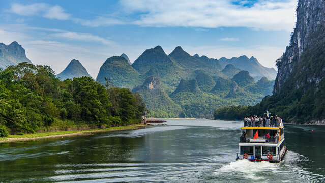 The beautiful mountains and river of Guiling,in China - Powered by Adobe