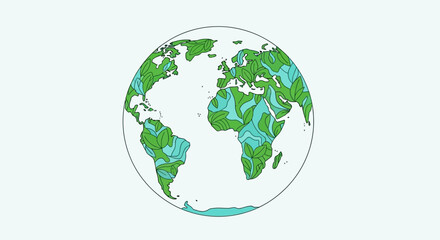 Colorful Environmental Themed World Map Illustration Emphasizing Climate Zones and Biodiversity
