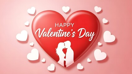Happy valentine's day wishes love hearts and romantic couples on pink background