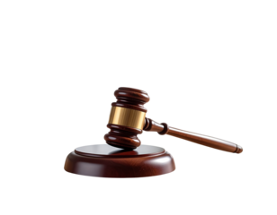 Wooden gavel on a table in a law office. High quality