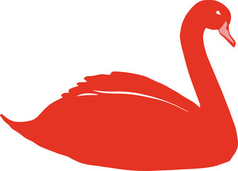 Red Stylized Swan Silhouette Illustration