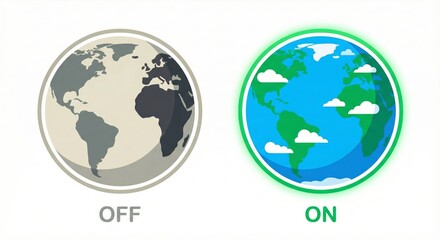 Earth Icon Toggle Switch Showing On and Off States