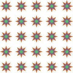 Vibrant islamic star pattern with multicolored geometric shapes on white background