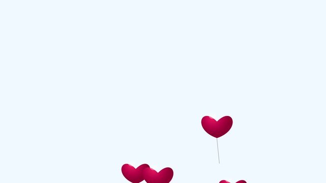 Heart balloon float animation with swaying strings