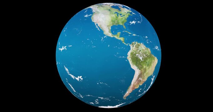 Planet Earth with cloud layer rotating 360 degrees footage with alpha channel (ProRes, 4K only). 3D FX animation.
