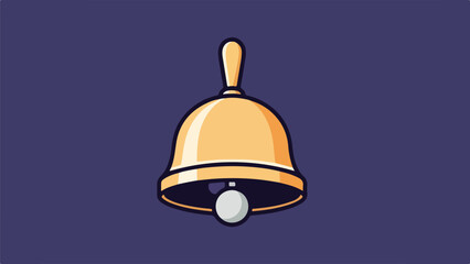 Fototapeta premium Minimalist orange gradient bell with wooden handle on dark purple background