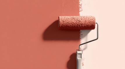 Painting a wall with a roller brush