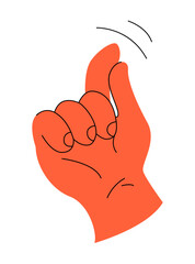 Gesture and hand showing non verbal element of communication. Vector isolated open palm and rebellion symbol with doodles. Thumb up, rock and roll and okay, peace and first up
