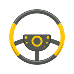 Steering wheel icon. Cartoon steering wheel vector icon for web design