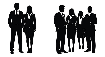 Group of business professionals standing together a striking black silhouette © FAM