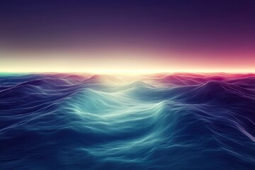 Serene ocean waves under a colorful twilight sky at dusk
