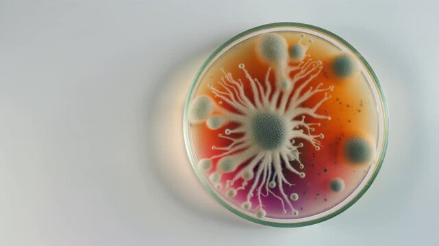 Microbial Colony Development in Petri Dish