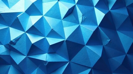 Abstract Blue Geometric Pattern A Textured Background of Interlocking Triangles Forming a Three-Dimensional Surface