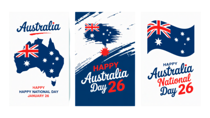 Australia Day Celebration in Patriotic Style with Blue and White Colors in Grunge Texture for National Holiday