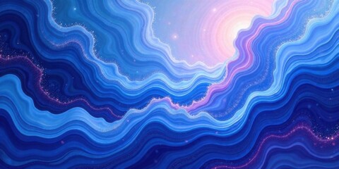 Serene Blues and Purples A Dreamlike Wave Pattern with Glittering Celestial Elements