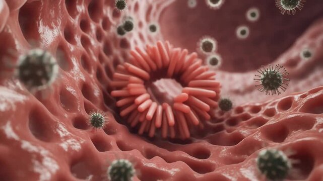 Virus Movement in Small Intestine