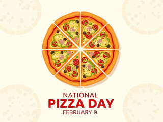 National pizza day graphic with pizza