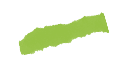 Vibrant lime green torn paper strip jagged rough edges distressed grunge textured element isolated on black background