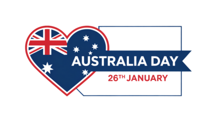 Australia Day Heart Illustration with Union Jack and Stars in Patriotic Colors for National Holiday Greeting Card