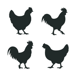 Chicken and Rooster Silhouettes Collection
