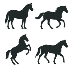 Dynamic Horse Poses Silhouettes Collection