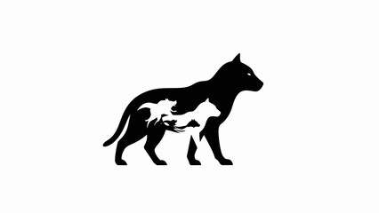 Naklejka premium Animals Within Wolf Silhouette