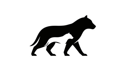 Obraz premium Dog and Puppy Silhouette Emblem