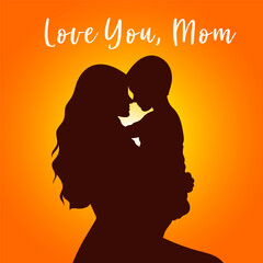 Mother and Baby Silhouette with Gradient, Happy Mother&rsquo;s Day Illustration. Happy Mother's Day concept. Vector background