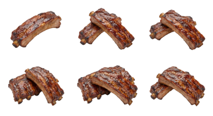 Grilled Pork Ribs Set Isolated on White Background