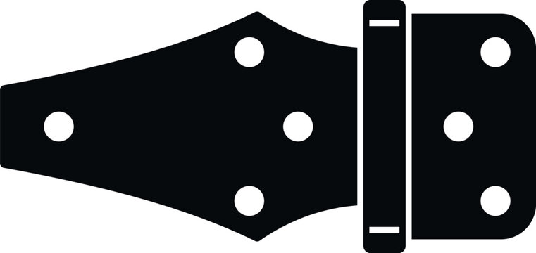 Black graphic illustrating a metal strap hinge used on doors or gates