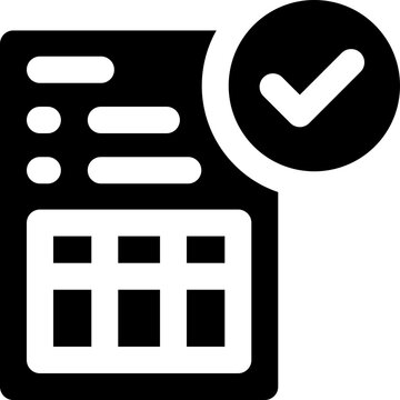 validation glyph icon. Strong and solid vector icon for websites, mobile interfaces, presentations, and visual branding. High quality and easy to edit.