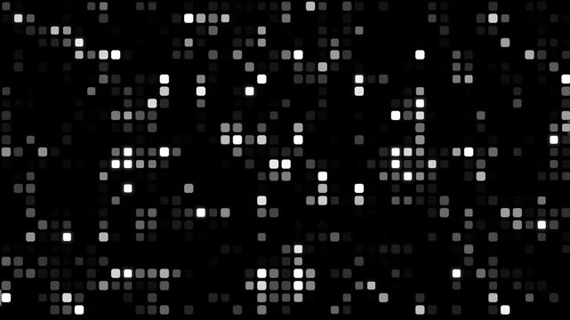 Abstract digital pixel blocks technology background, tech particles background, digital high-tech technology background, square blink 4k 