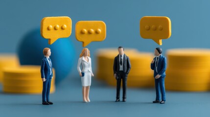 Enhancing team communication through miniature business figures in standard environments for effective collaboration