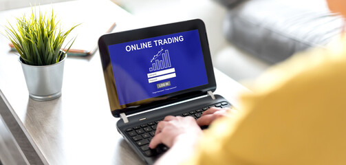 Online trading concept on a laptop screen