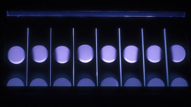 oligarchy. Pill organizer with tablets in sequence, clinical top view, geometric arrangement. STEM education sheets, lab safety posters, designed for biotech research communications.