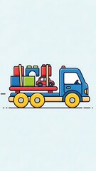 Naklejka premium Colorful cartoon truck with luggage.