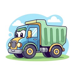 Naklejka premium Cartoon Garbage Truck Character Vehicle.