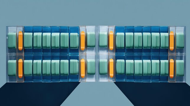 oligarchy. Pill organizer with tablets in sequence, clinical top view, geometric arrangement. STEM education sheets, lab safety posters, designed for biotech research communications.