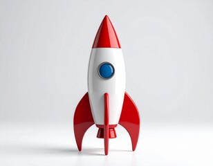 Red rocket toy ready to launch