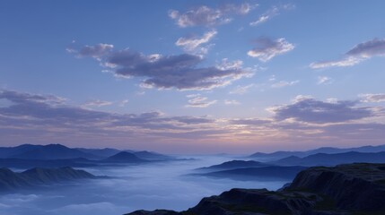 Fototapeta premium Majestic Fantasy Landscape with Floating Islands and Serene Sky at Dusk