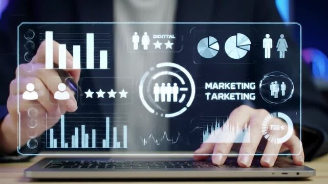 businessman pushing a button on the touch screen interface