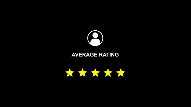 Average Rating Five Gold Stars with Confetti Explosion on Black Background for Celebratory and Review Concepts