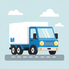 Fototapeta premium Blue delivery truck on the road.