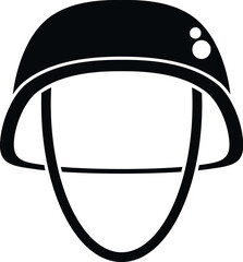 Naklejka premium Military helmet providing head protection, presented as a black and white flat icon