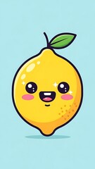 Obraz premium Cute cartoon lemon with smiling face.